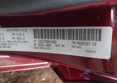 2016 Chrysler 200 Touring z USA, uszkodzony, nr VIN 1C3CCCFB3GN182292